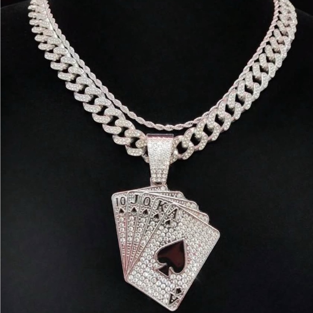 Silver Chain with Playing Card Pendant
